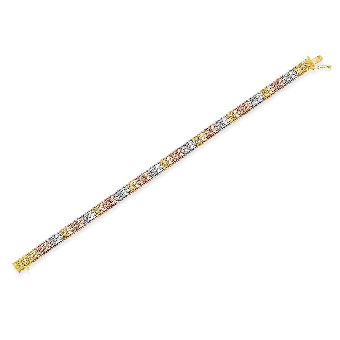 Stellari Gold Italian Tricolor Narrow Riccio Bracelet
