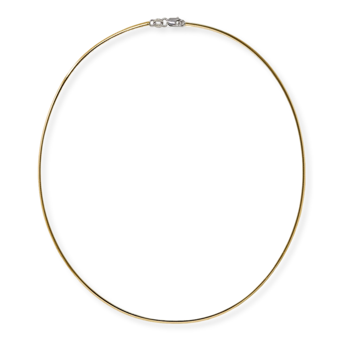 Franco Stellari Italian Sterling Silver Yellow Gold 2.0mm Omega Necklace