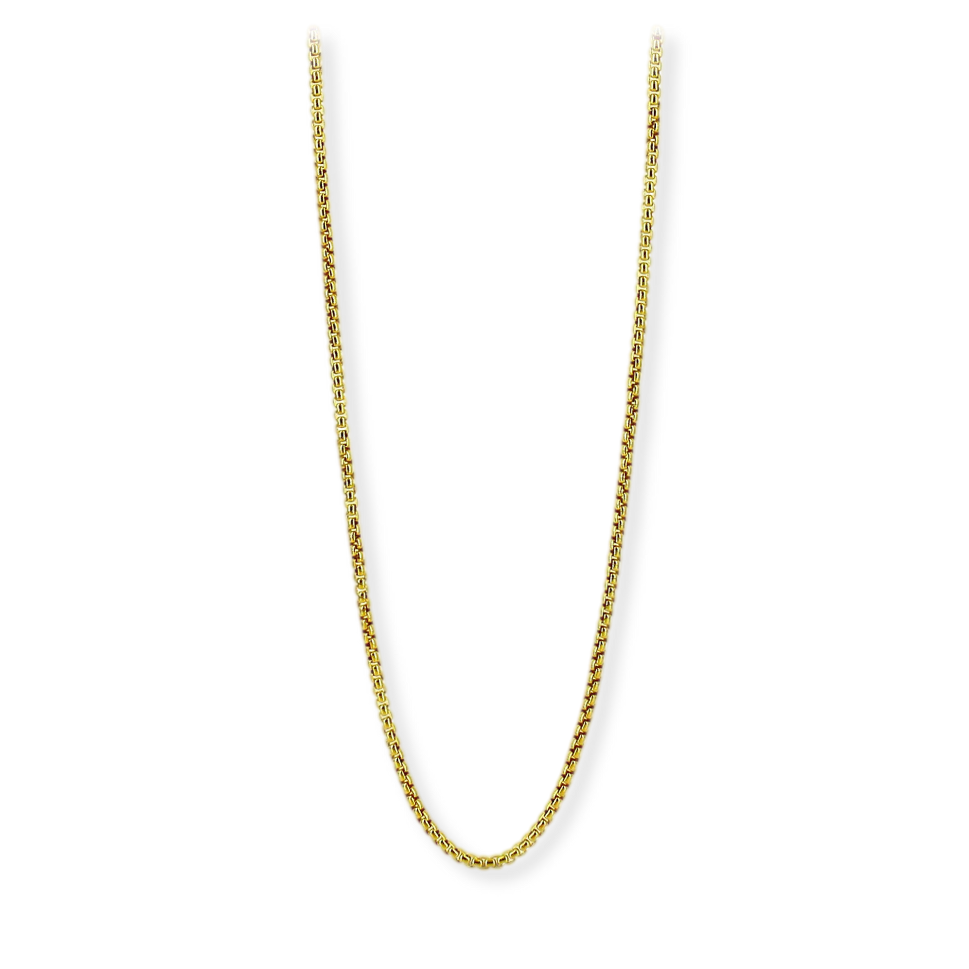 Franco Stellari Italian Sterling Silver Yellow Gold 2.5mm Round Box Chain