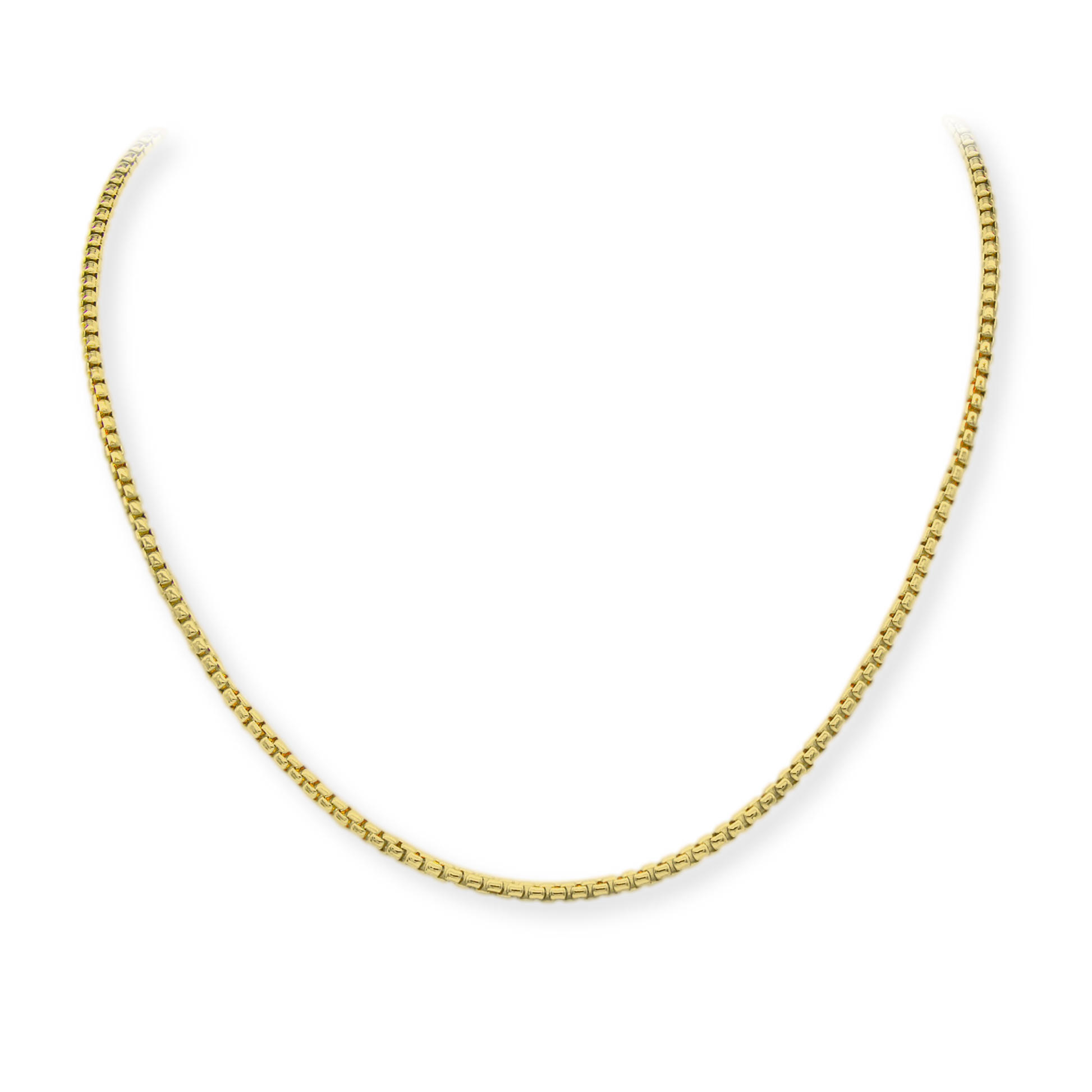 Franco Stellari Italian Sterling Silver Yellow Gold 2.5mm Round Box Chain