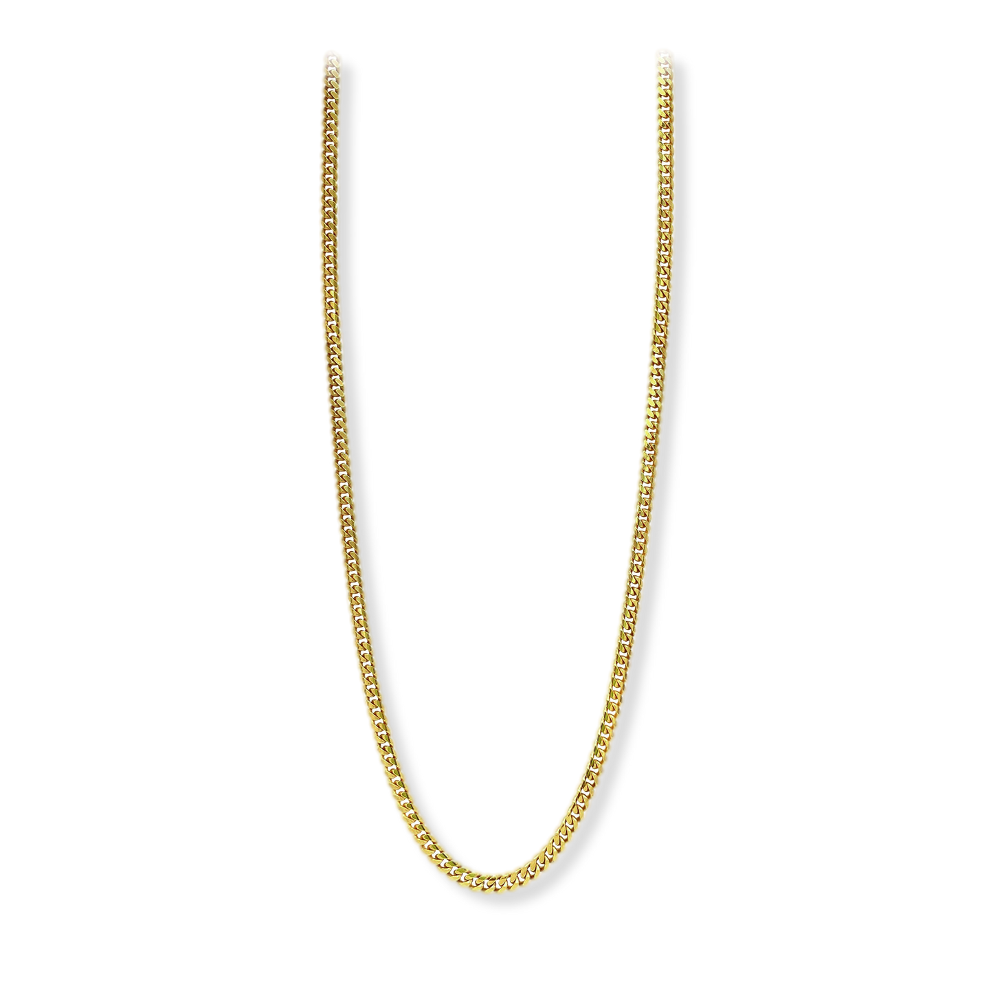Franco Stellari Italian Sterling Silver Yellow Gold 3mm Cuban Link Chain