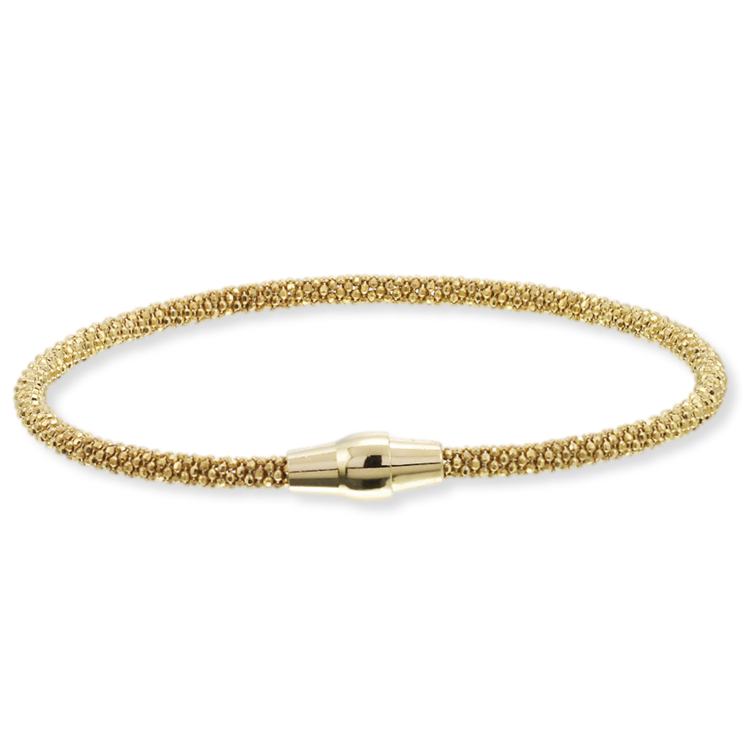 Franco Stellari Italian Sterling Silver Yellow Gold 3mm Popcorn Bracelet w/Magnetic Clasp, 7.5"