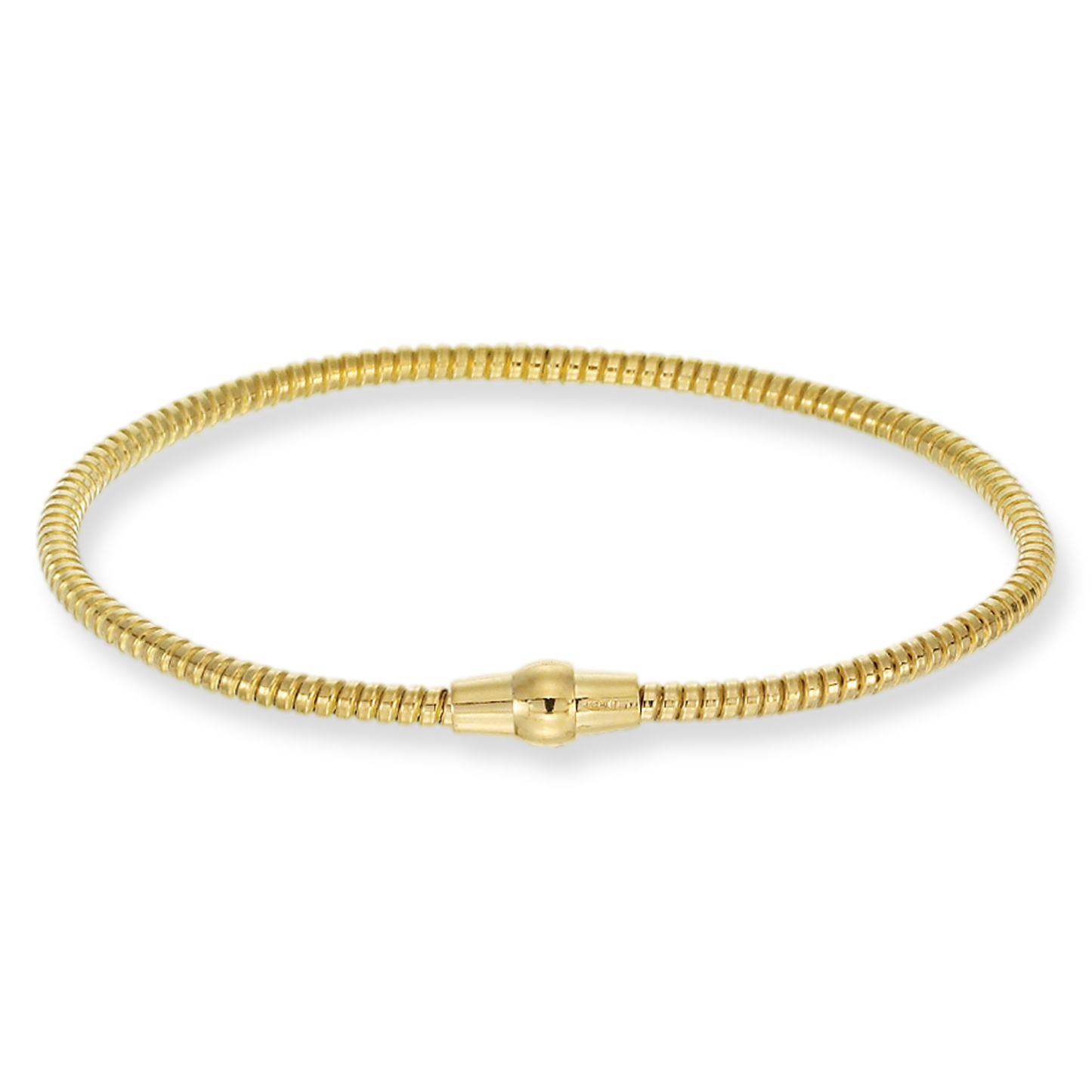 Franco Stellari Italian Sterling Silver Yellow Gold 3mm Slinky Bracelet w/Magnetic Clasp, 7.5"