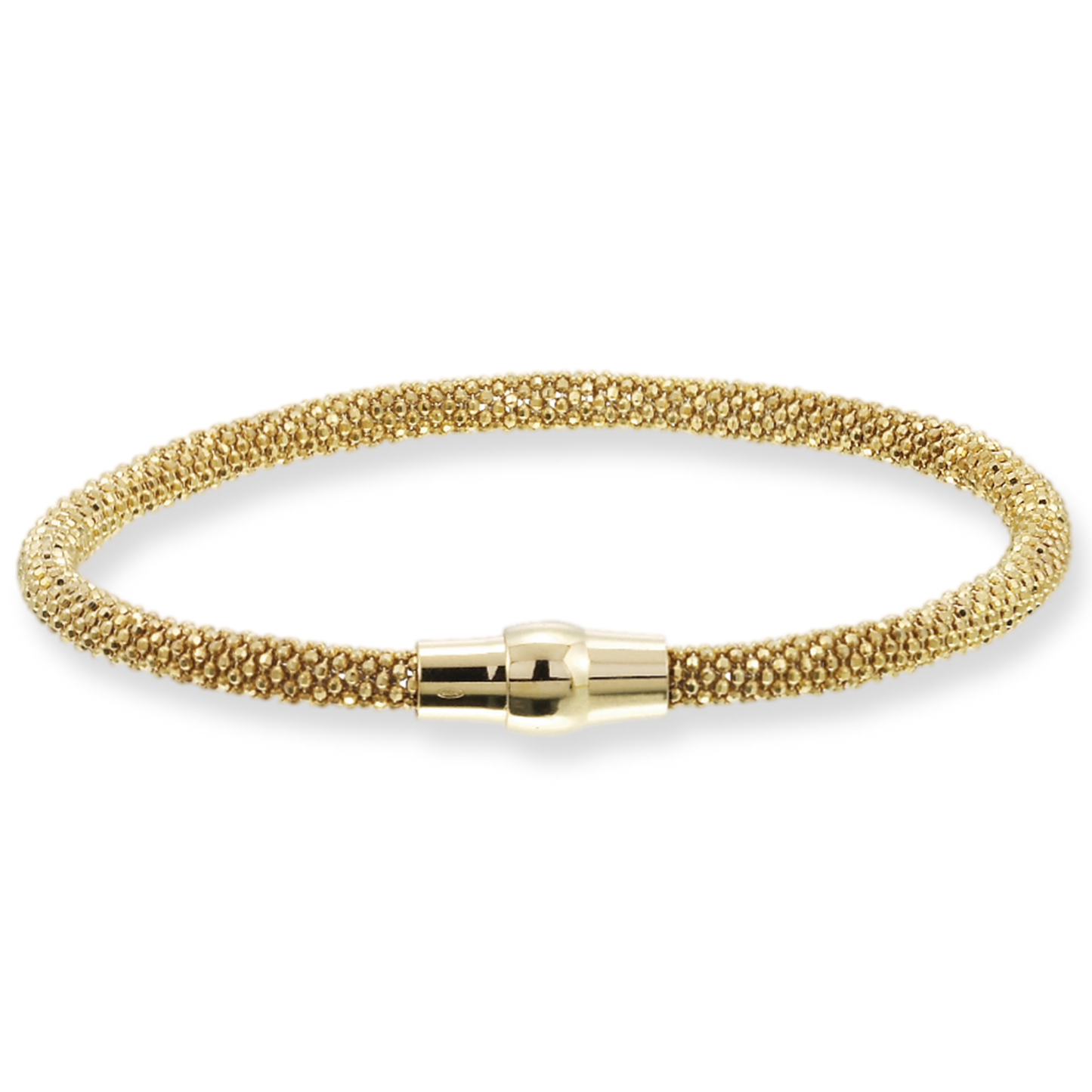 Franco Stellari Italian Sterling Silver Yellow Gold 4mm Popcorn Bracelet w/Magnetic Clasp, 7.5"
