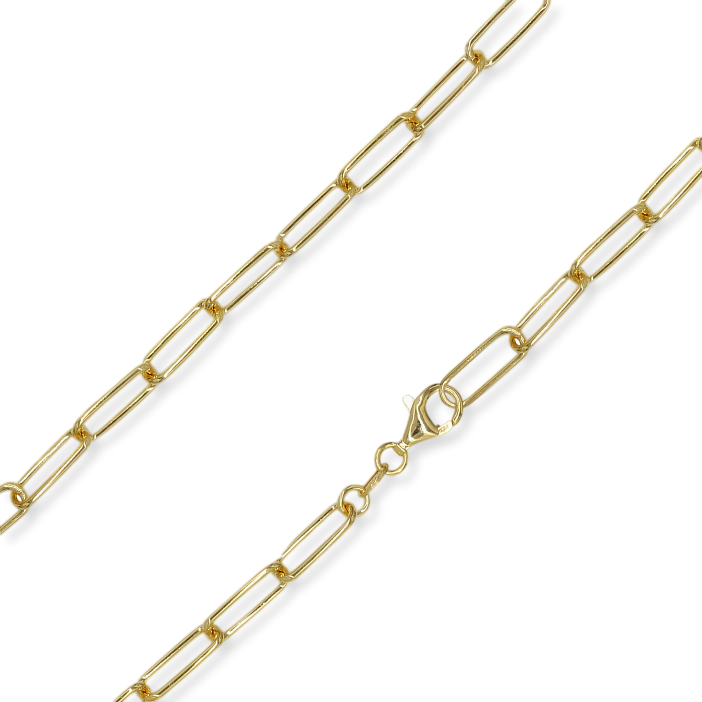 Stellari Gold 18 Karat over Sterling Silver 4.0mm Round Paperclip Link Chain