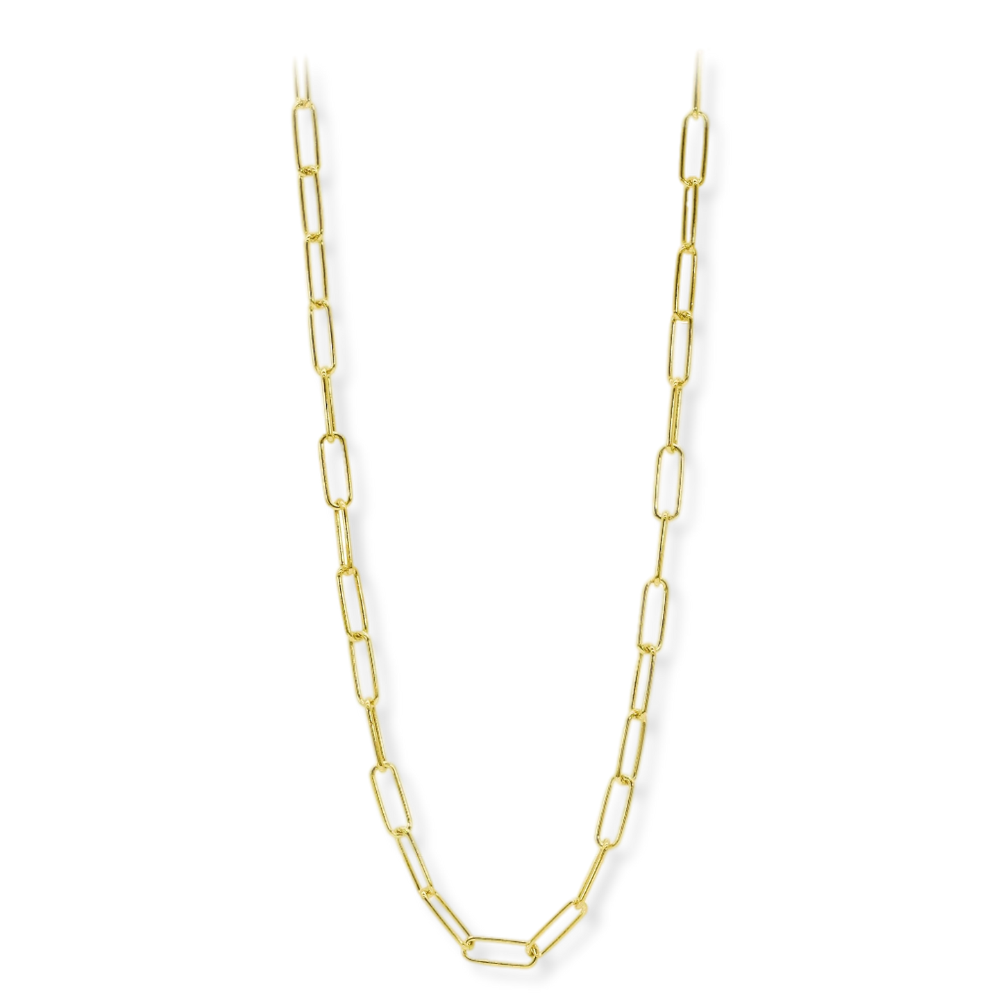 Stellari Gold 18 Karat over Sterling Silver 5.0mm Round Paperclip Link Chain