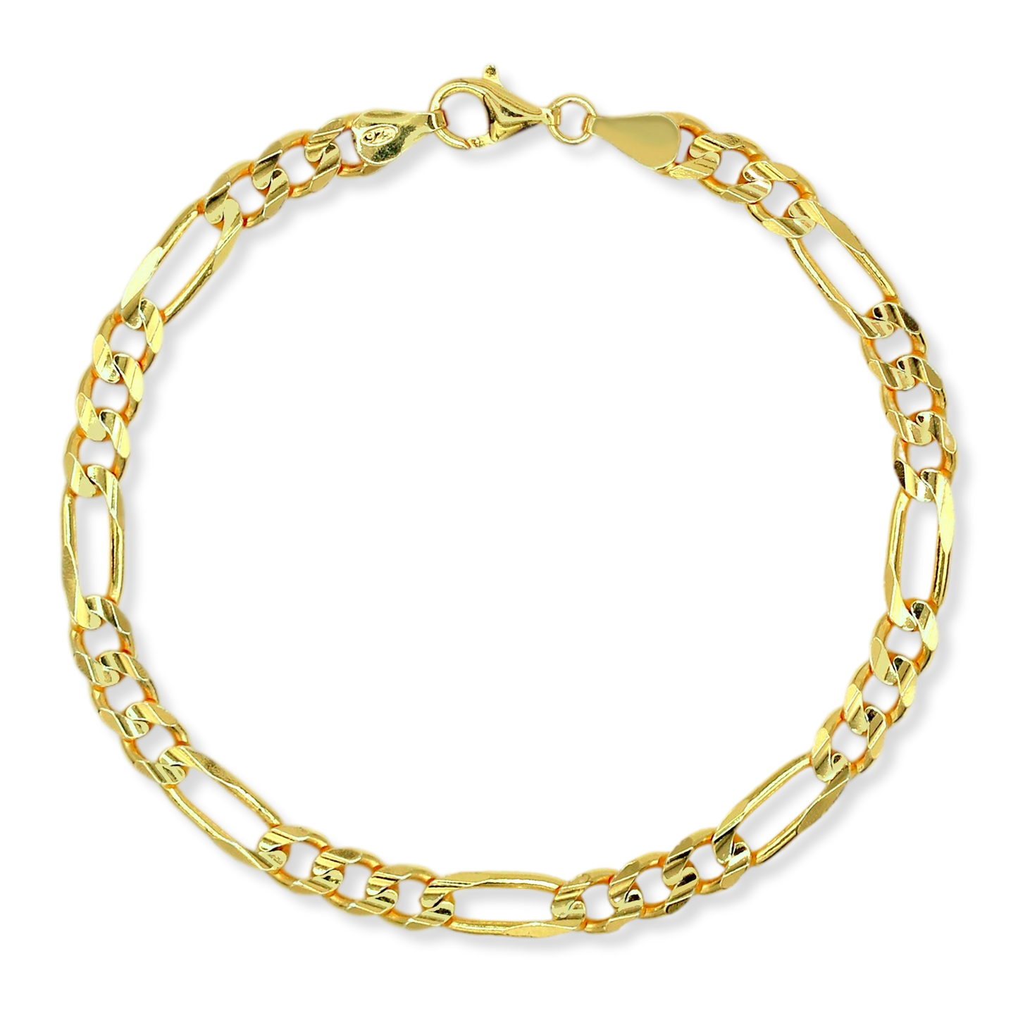Franco Stellari Italian Sterling Silver Yellow Gold 6mm Figaro Link Chain