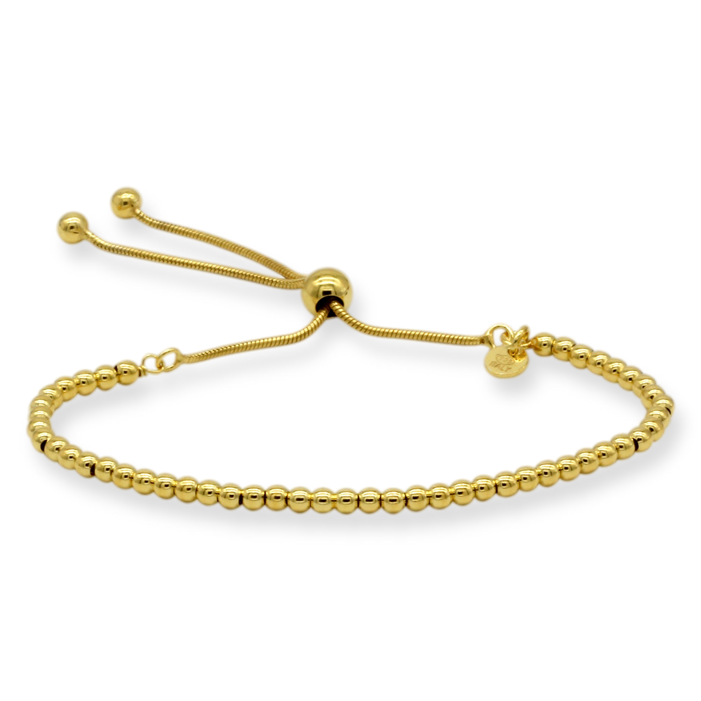 Franco Stellari Italian Sterling Silver Yellow Gold Beaded Bolo Bracelet