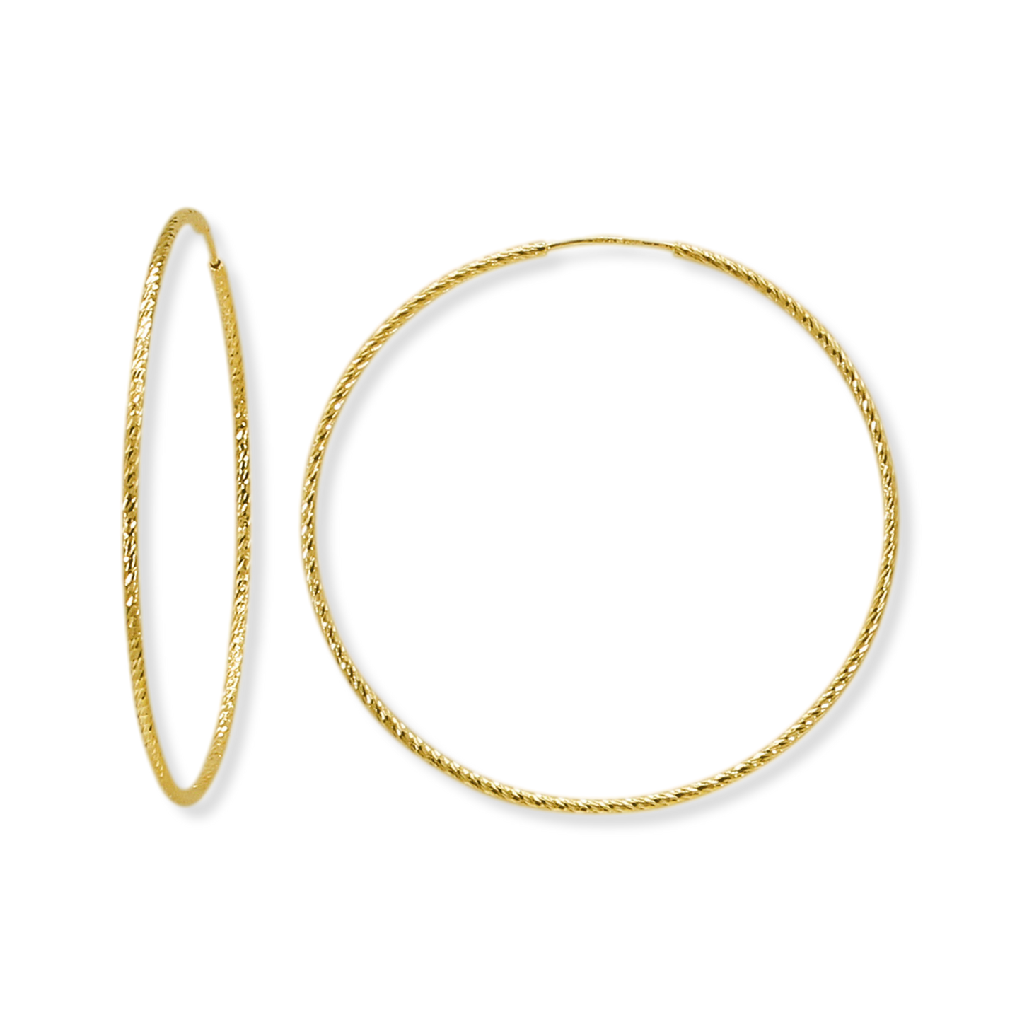 Stellari Gold Diamond Cut 2x50mm Endless Hoop Earrings