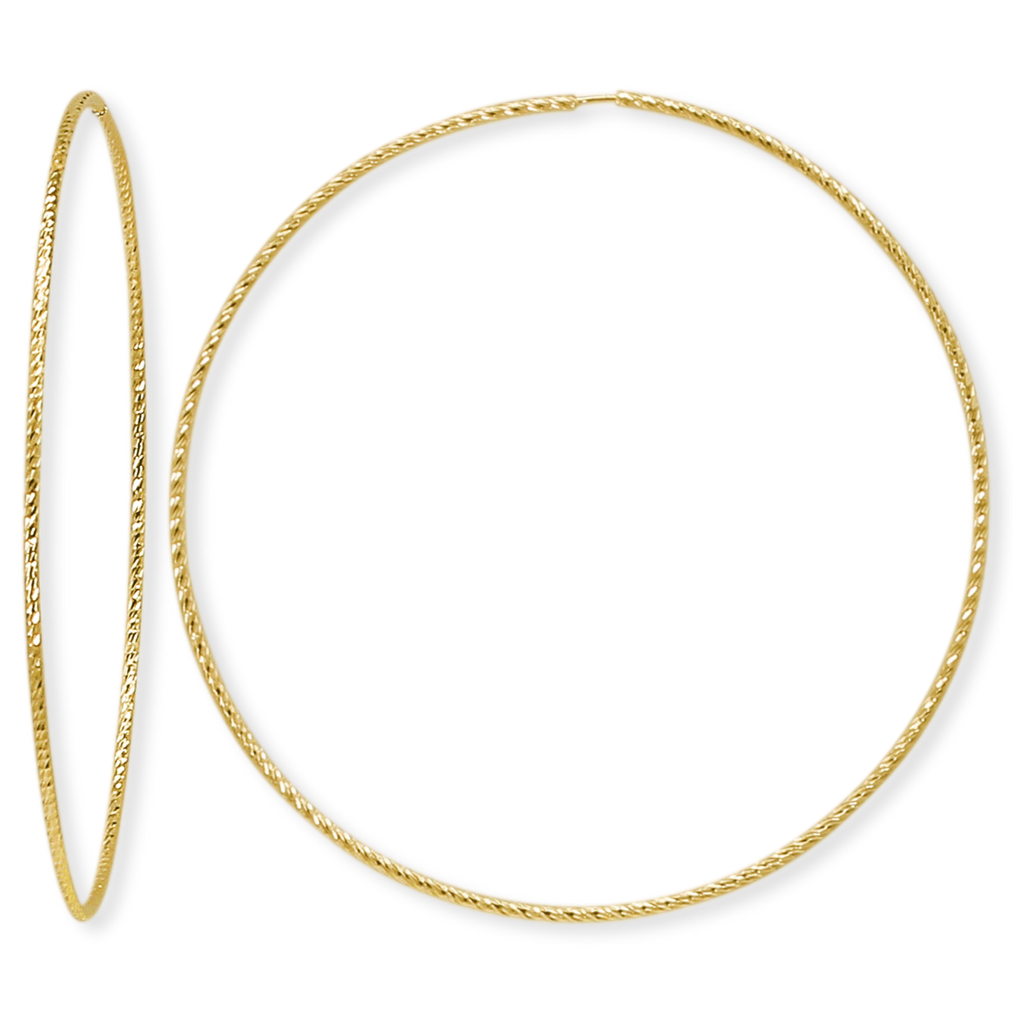 Stellari Gold Diamond Cut 2x70mm Endless Hoop Earrings