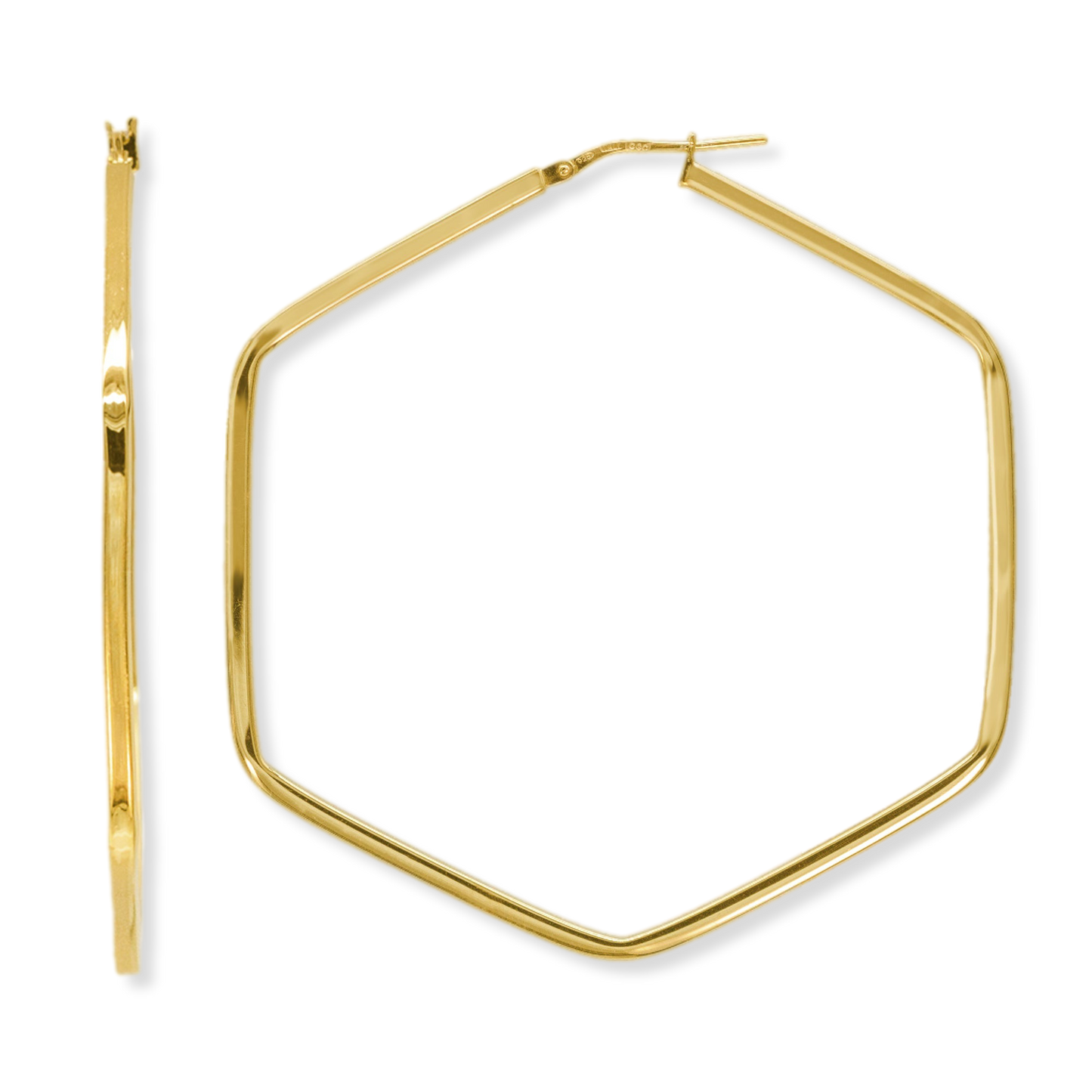 Stellari Gold 50mm Hexagonal Hoop Earrings