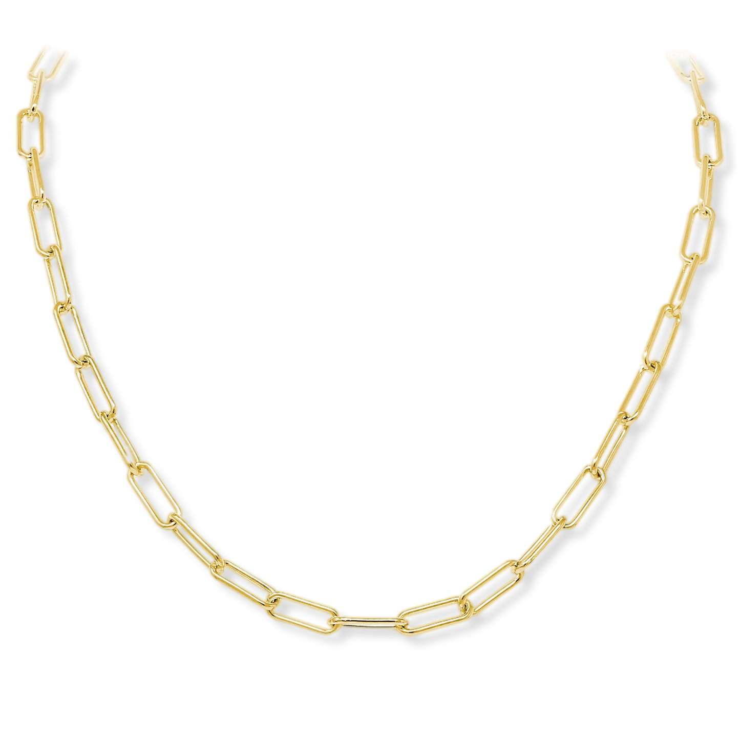 Franco Stellari Italian Sterling Silver Yellow Gold Paperclip Polished Open Link Necklace