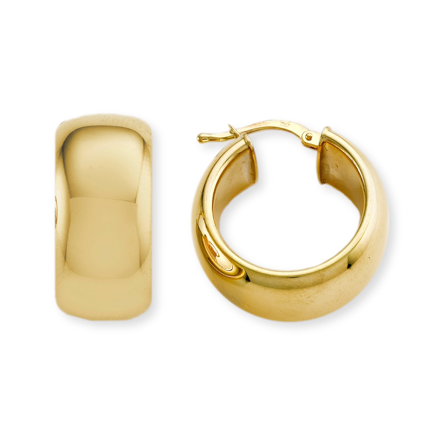 Franco Stellari Italian Sterling Silver Yellow Gold Plated Polished Hoop Earrings