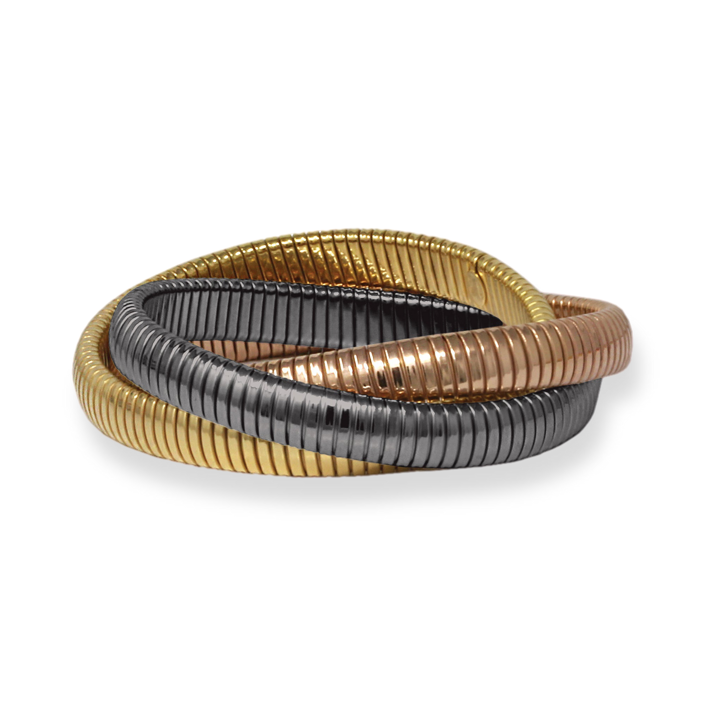 Franco Stellari Italian Sterling Tricolor Black Triple Stretch Bracelet
