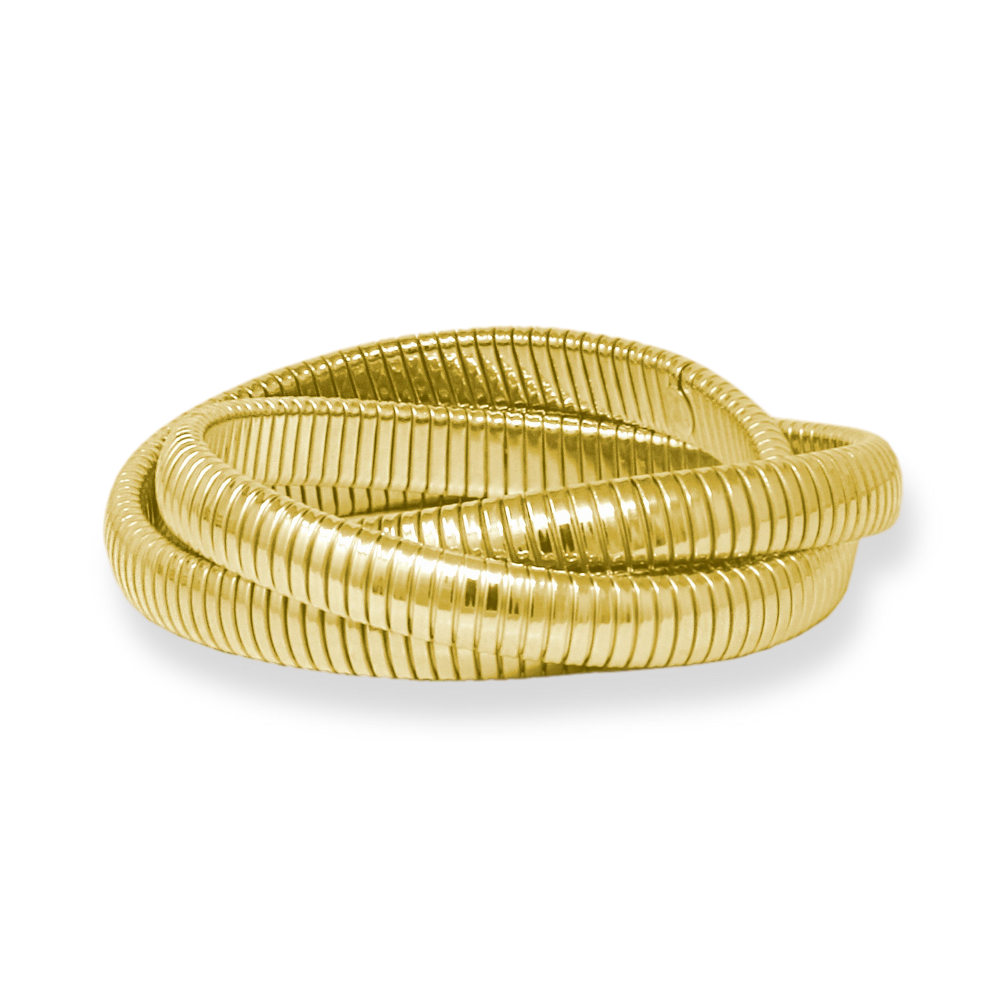 Franco Stellari Italian Sterling Gold Tubogas Triple Stretch Bracelet