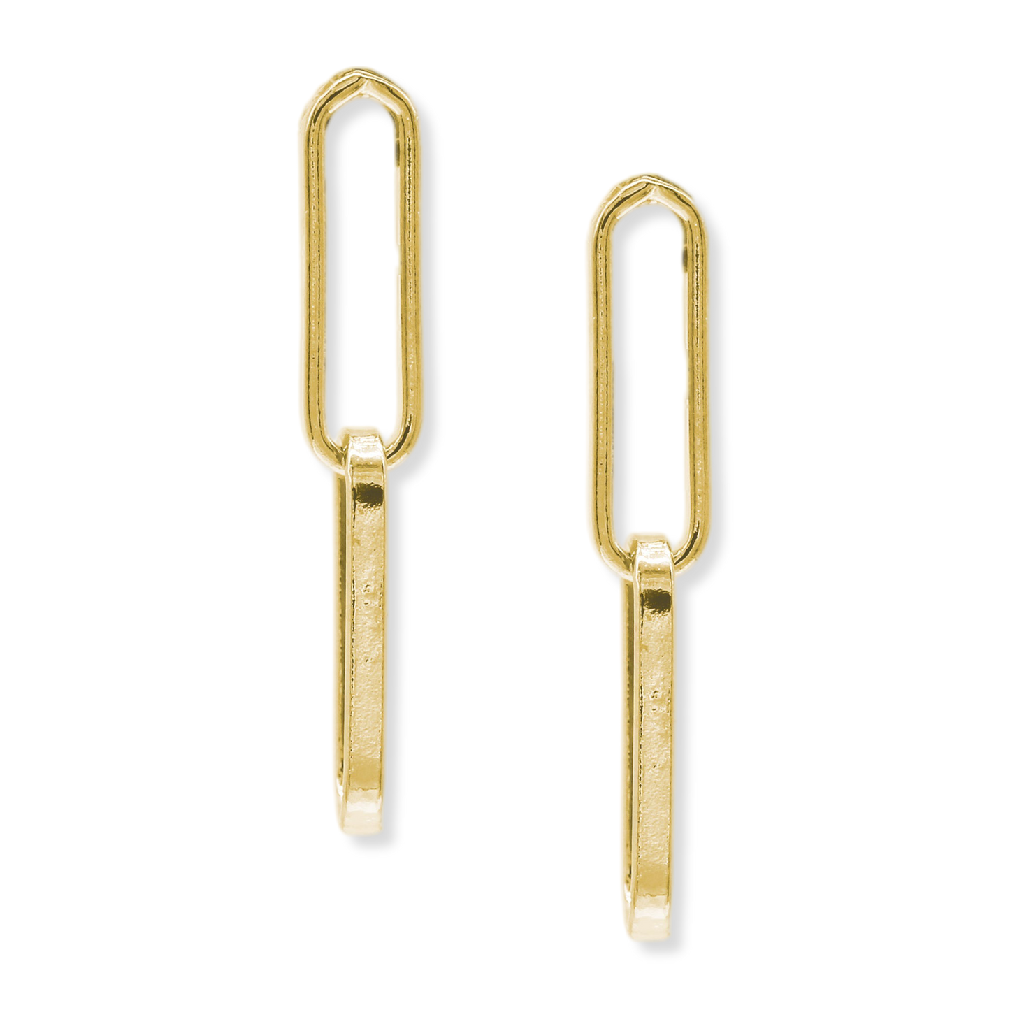 Franco Stellari Italian Sterling Silver Yellow Gold Two-Link Paperclip Post Earrings