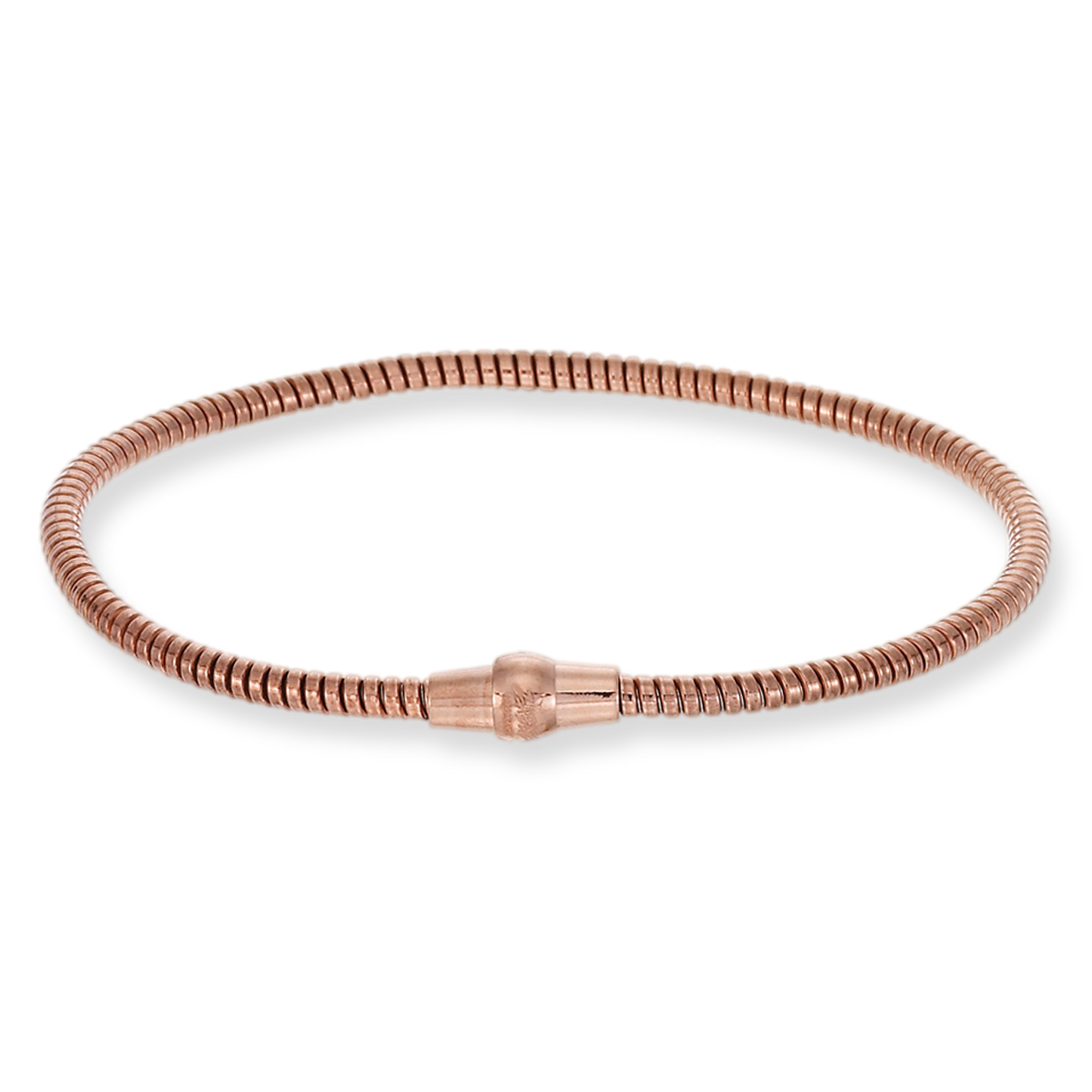 Franco Stellari Italian Sterling Silver Rose Gold 3mm Slinky Bracelet w/Magnetic Clasp, 7.5"