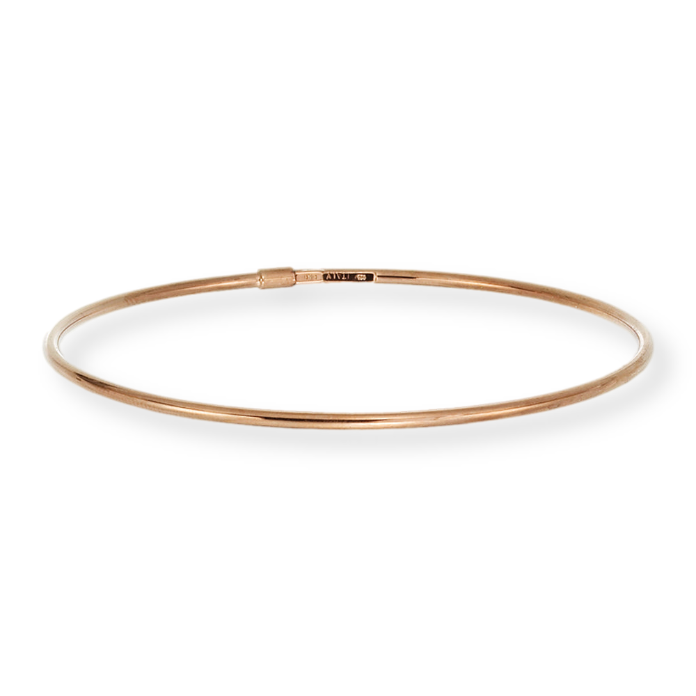 Franco Stellari Italian Sterling Silver Polished Rose Gold Plated Stackable Bangle Bracelet