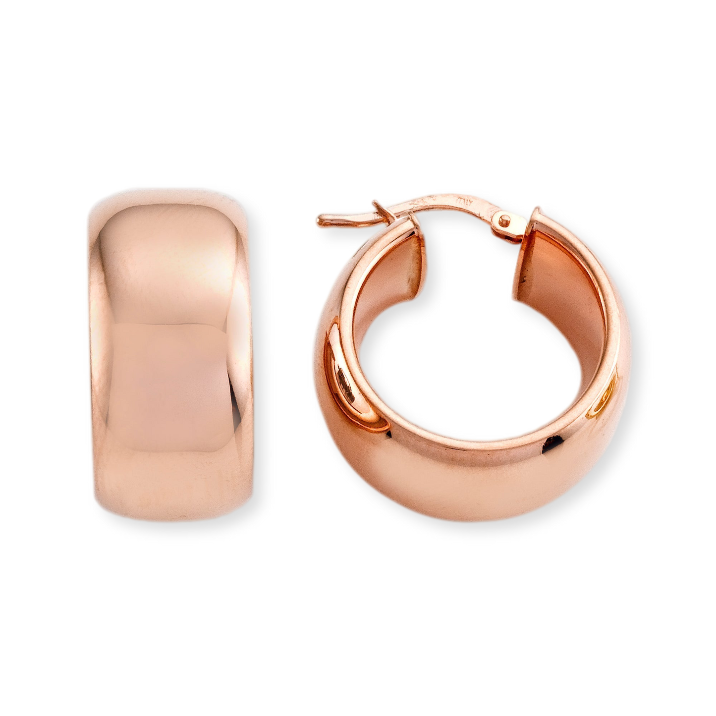 Franco Stellari Italian Sterling Silver Rose Gold Plated Polished Hoop Earrings