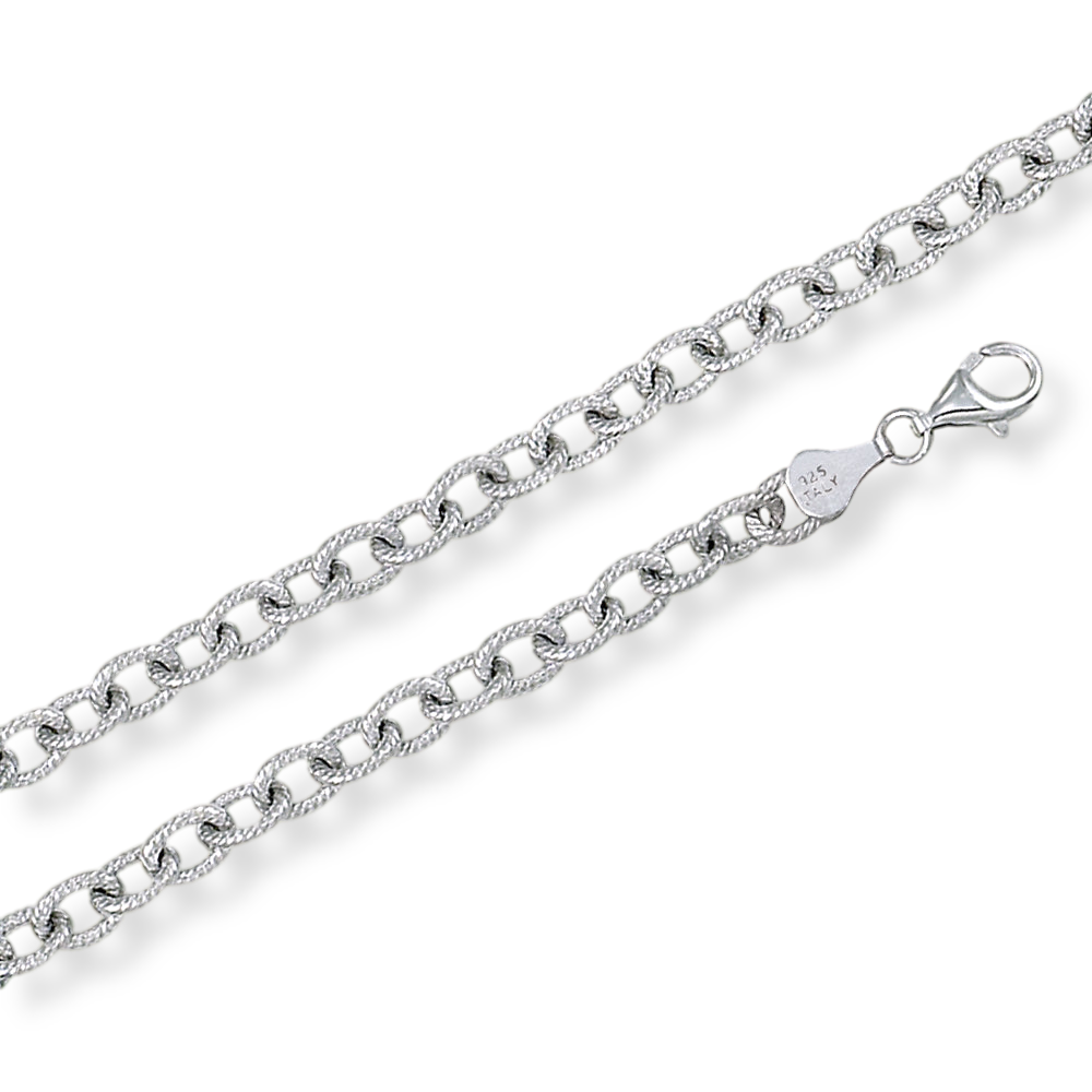 Franco Stellari Italian Sterling Silver Textured Oval Cable Link Necklace, 18"