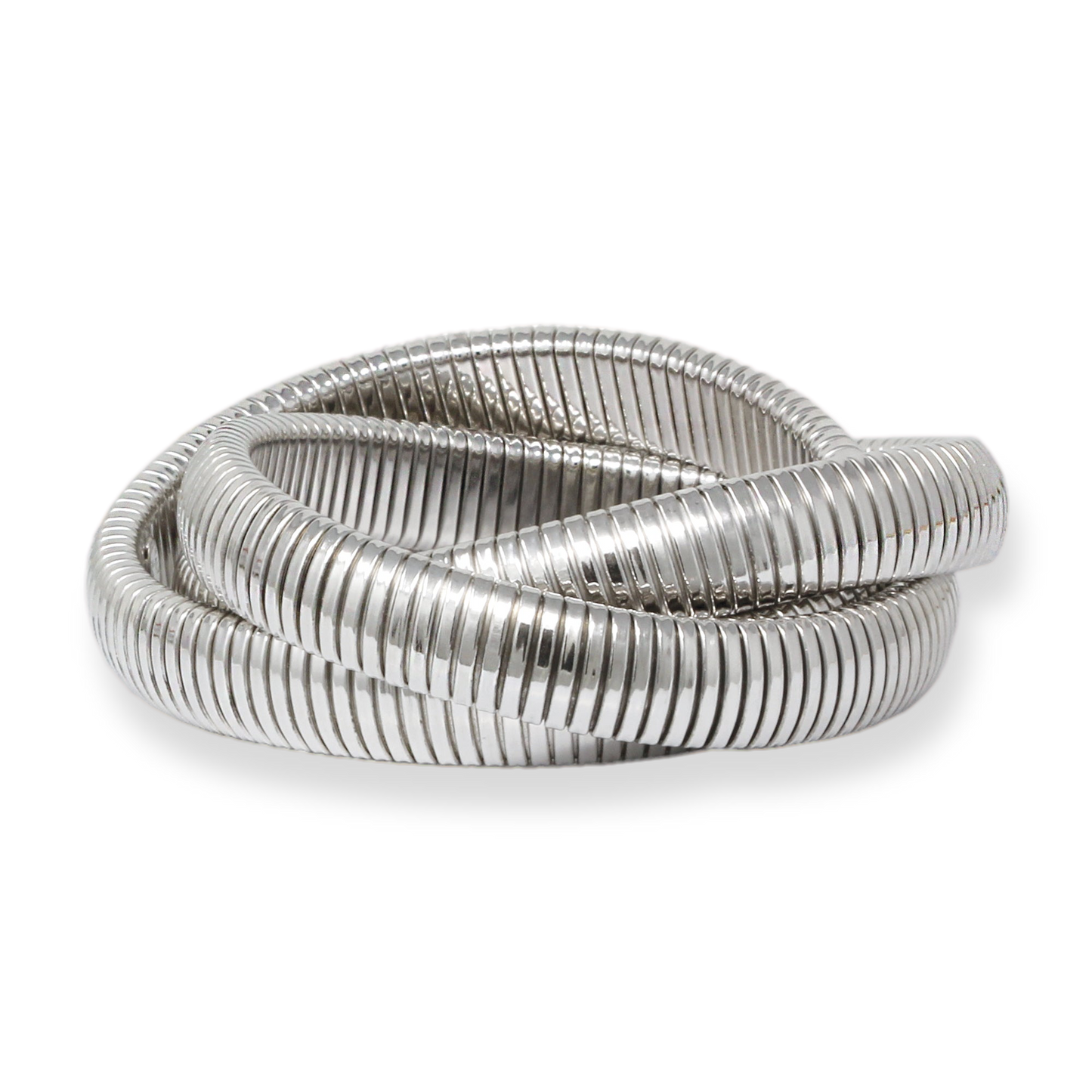 Franco Stellari Italian Sterling Silver Tubogas Triple Stretch Bracelet