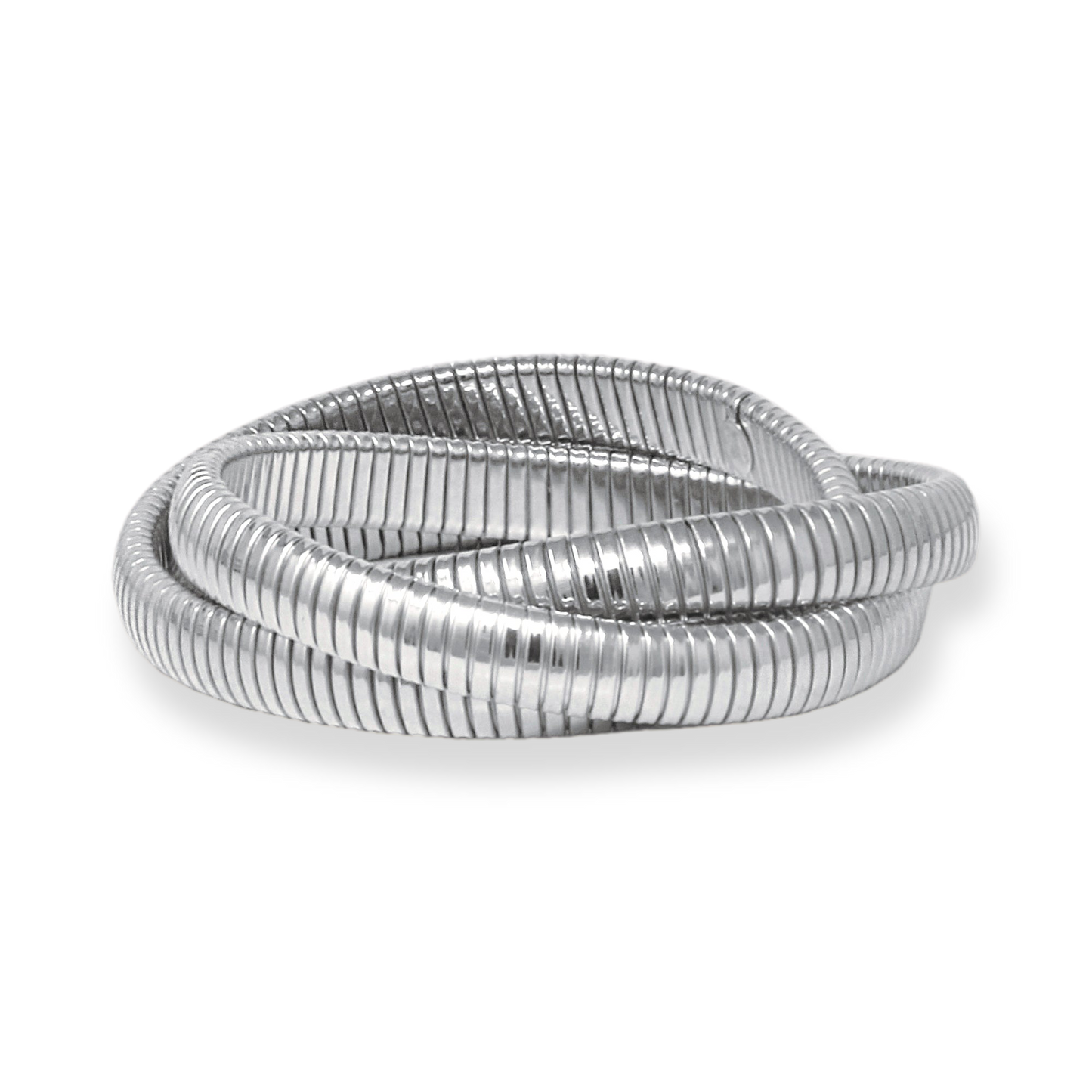 Franco Stellari Italian Sterling Silver Tubogas Triple Stretch Bracelet