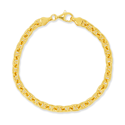Stellari Gold 6mm 3D Anchor Mariner Link Bracelet, Made in Italy