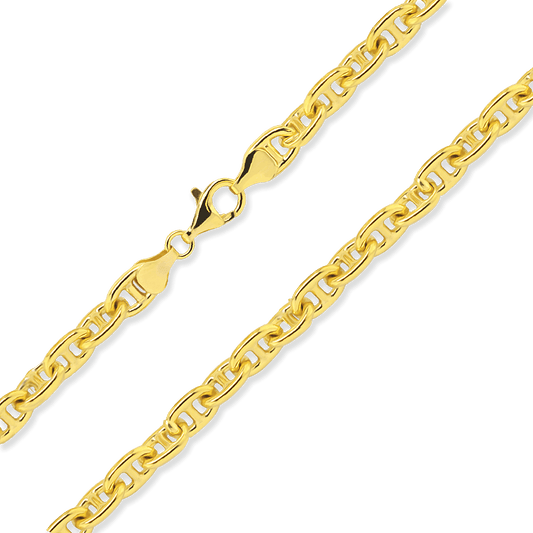 Stellari Gold 7mm 3D Anchor/Mariner Link Neck Chain