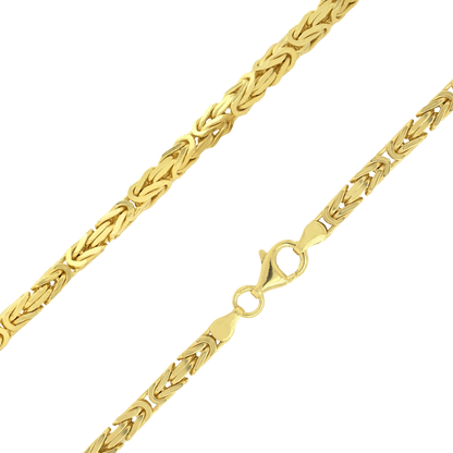18K Gold over Sterling 4mm Byzantine Chain