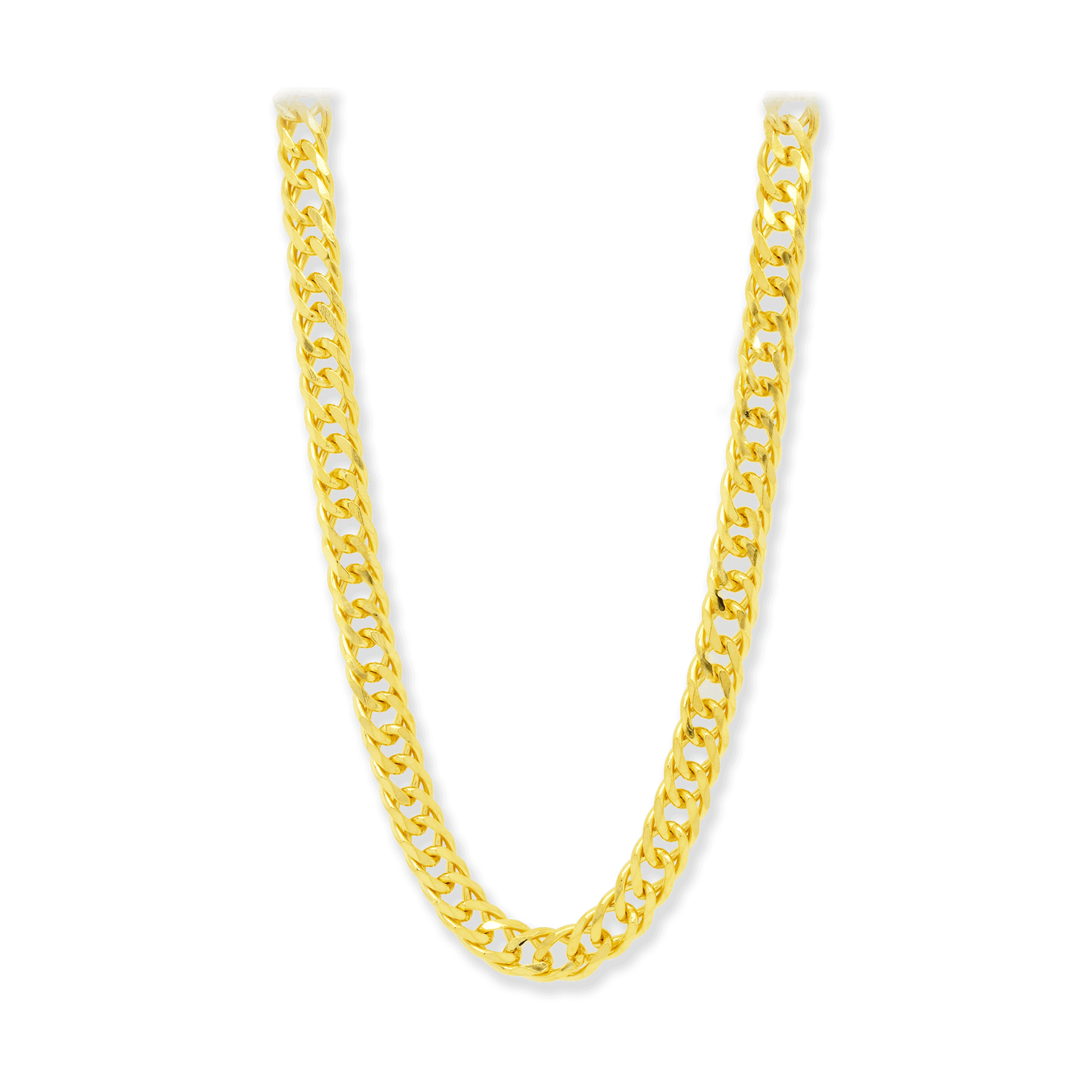Italian Sterling Silver Yellow Gold 7mm Double Link Necklace