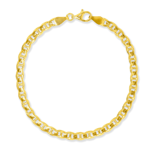 Franco Stellari Italian Sterling Silver Yellow Gold Mariner Anchor Link Bracelet