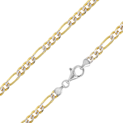 5.5mm Pave Figaro Chain in 18K Gold over Sterling Silver