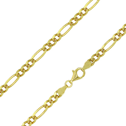 Franco Stellari Italian Sterling Silver Yellow Gold 4.5mm Figaro Link Chain