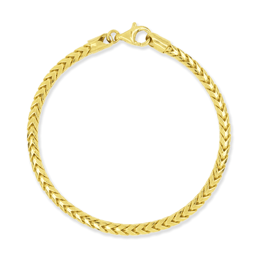 Franco Stellari Italian Sterling Silver Yellow Gold 4mm Franco Bracelet