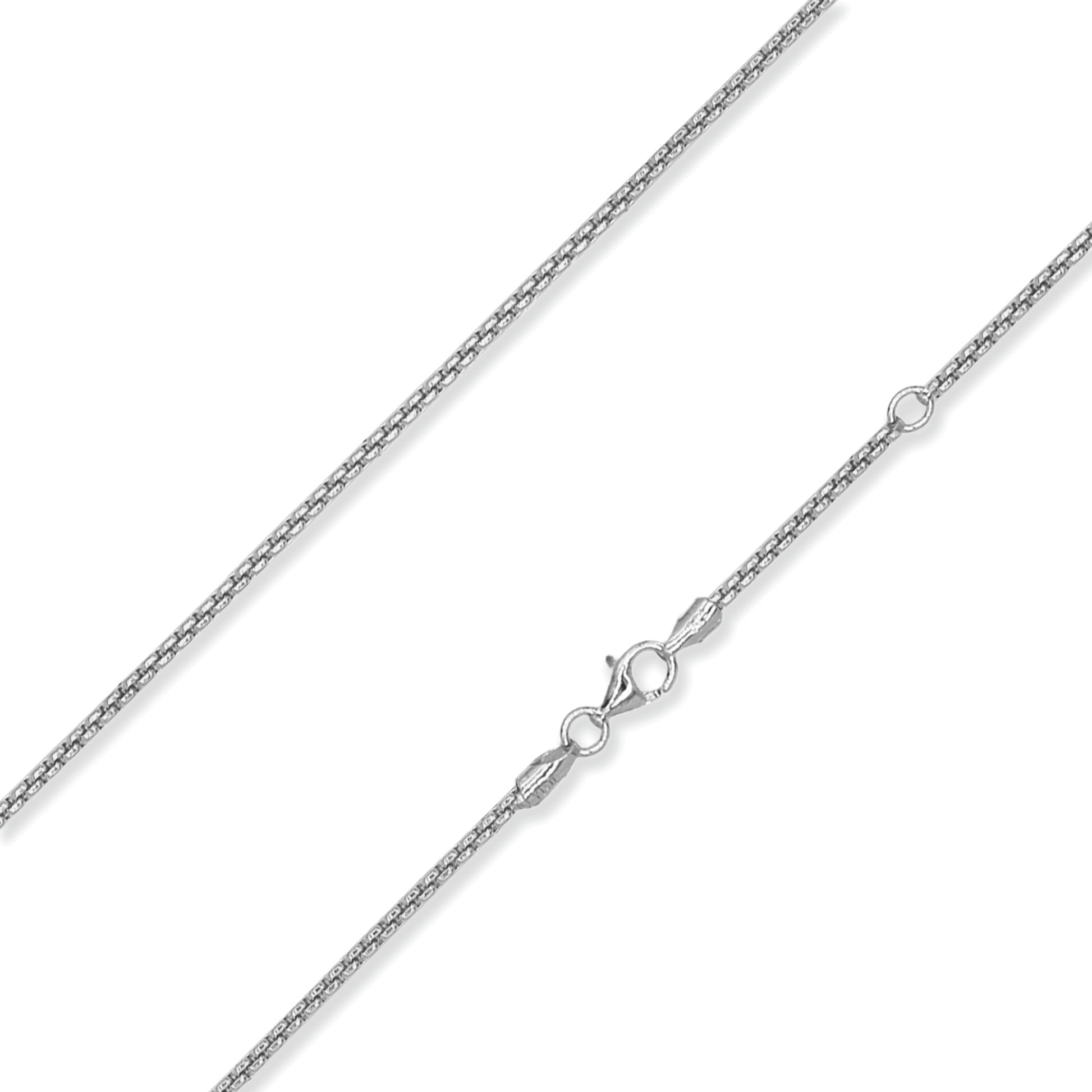 Sterling Silver Round Box Chain, 1.5mm, Adjustable Length
