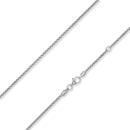 Sterling Silver Round Box Chain, 1.5mm, Adjustable Length