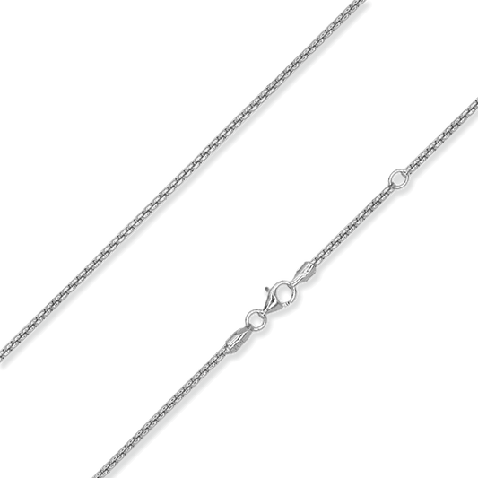 Sterling Silver Round Box Chain, 1.5mm, Adjustable Length