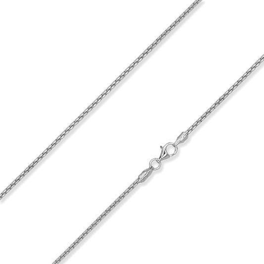 Sterling Silver Round Box Chain, 1.5mm