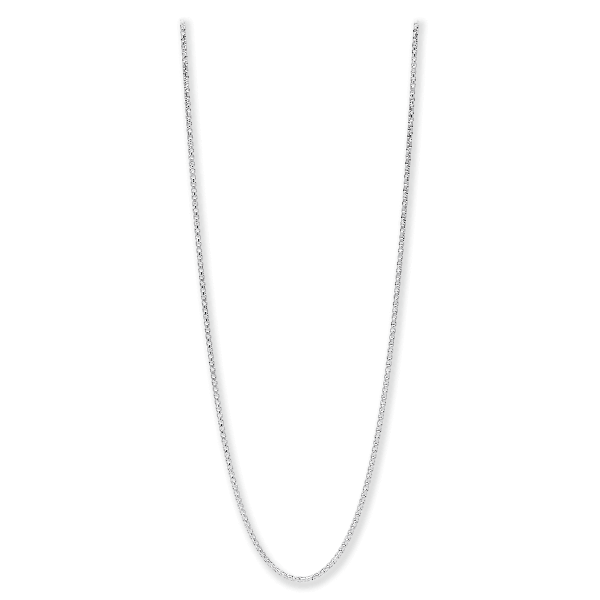 Made in Italy, Sterling Silver Round Box Chain, 1.9mm