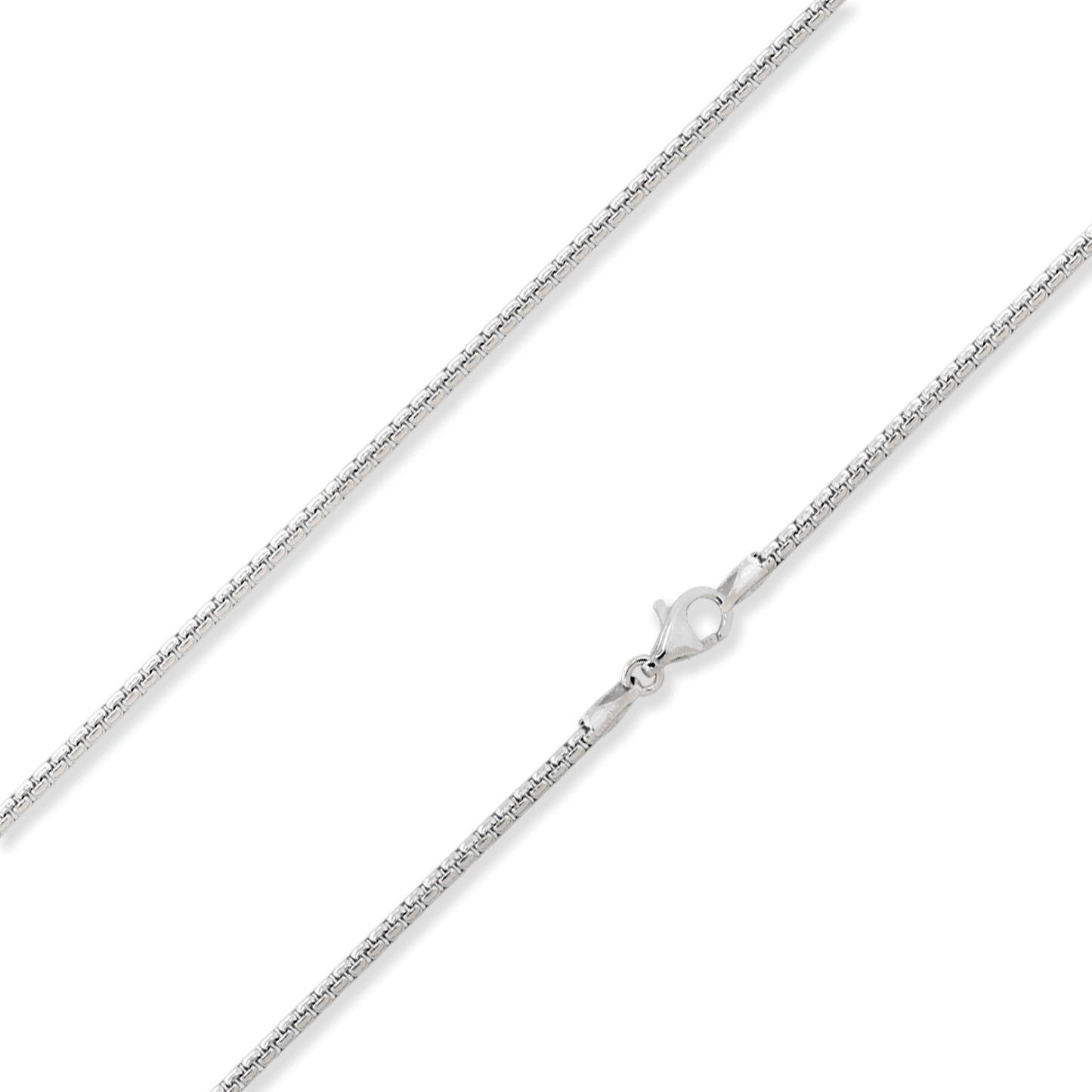 Made in Italy, Sterling Silver Round Box Chain, 1.9mm