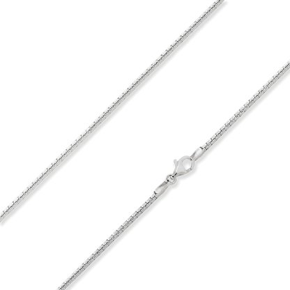 Made in Italy, Sterling Silver Round Box Chain, 1.9mm