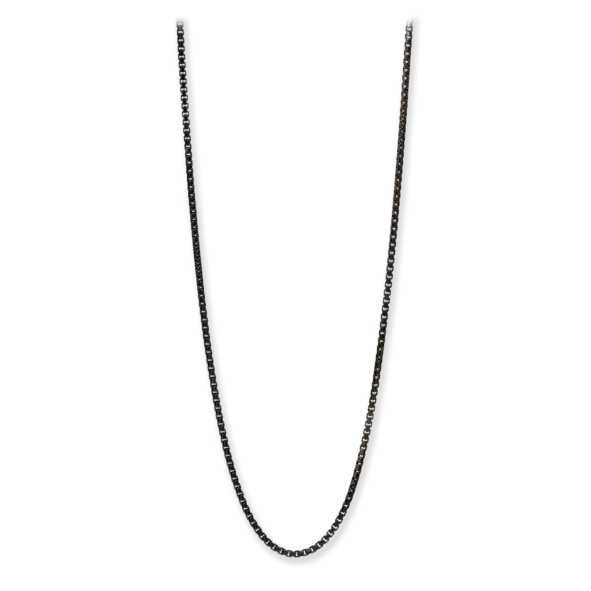 Made in Italy Round Box Chain Necklace, 2mm Oxidized Finish