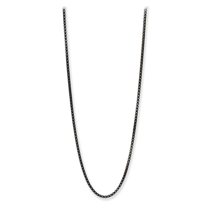 Made in Italy Round Box Chain Necklace, 2mm Oxidized Finish