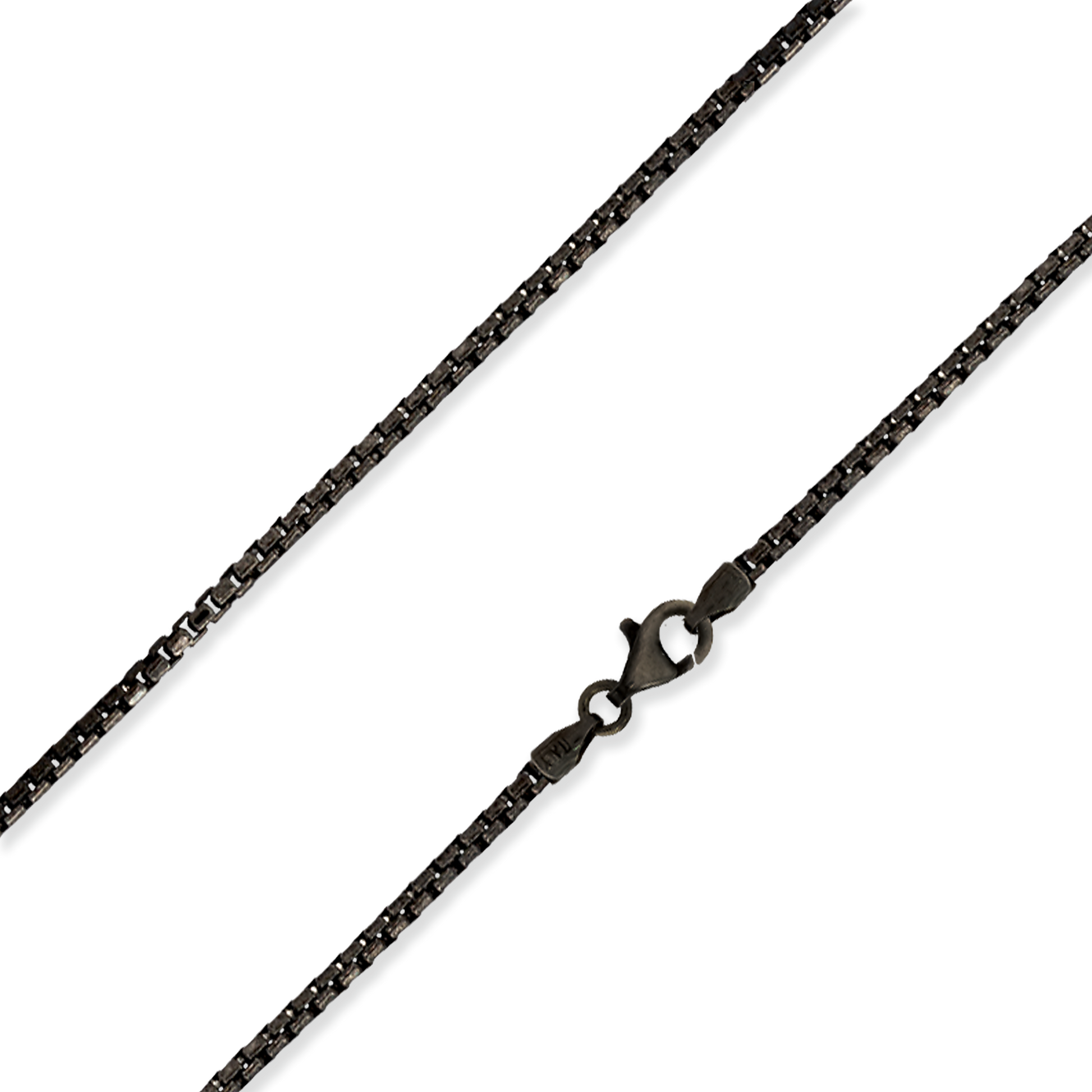 Franco Stellari Round Box Chain Necklace, 2mm Oxidized Finish