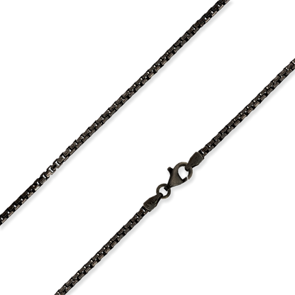 Franco Stellari Round Box Chain Necklace, 2mm Oxidized Finish