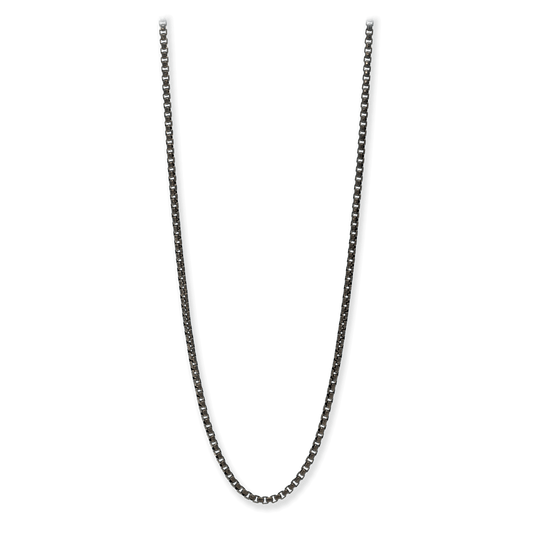 Franco Stellari Round Box Chain Necklace, 2.5mm Oxidized Finish