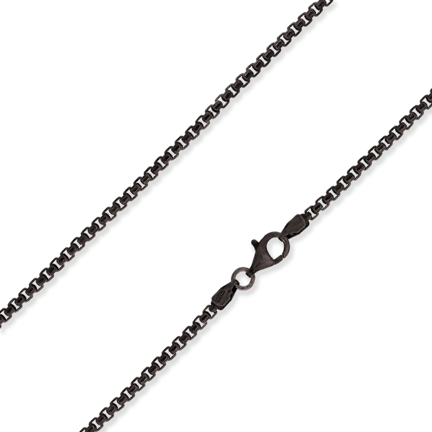 Franco Stellari Round Box Chain Necklace, 2.5mm Oxidized Finish