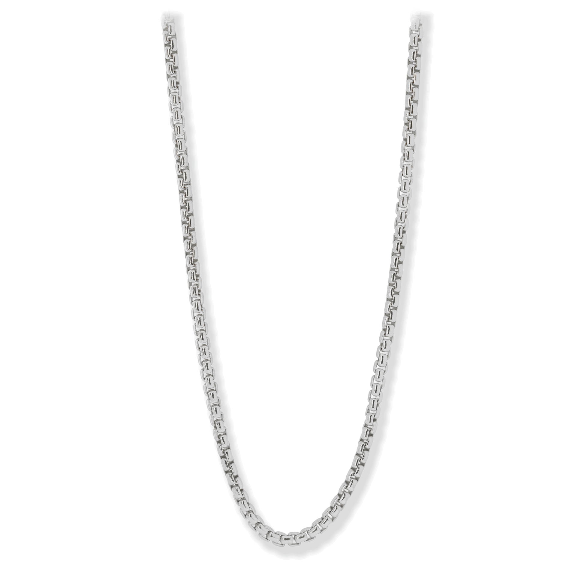 Round Box Neck Chain, 4mm in Sterling Silver