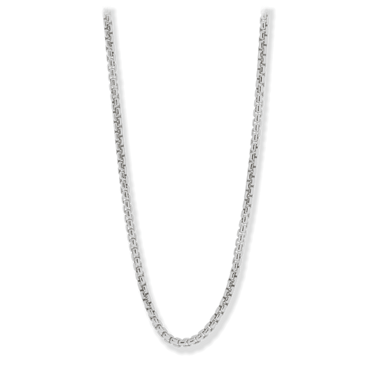 Round Box Neck Chain, 4mm in Sterling Silver