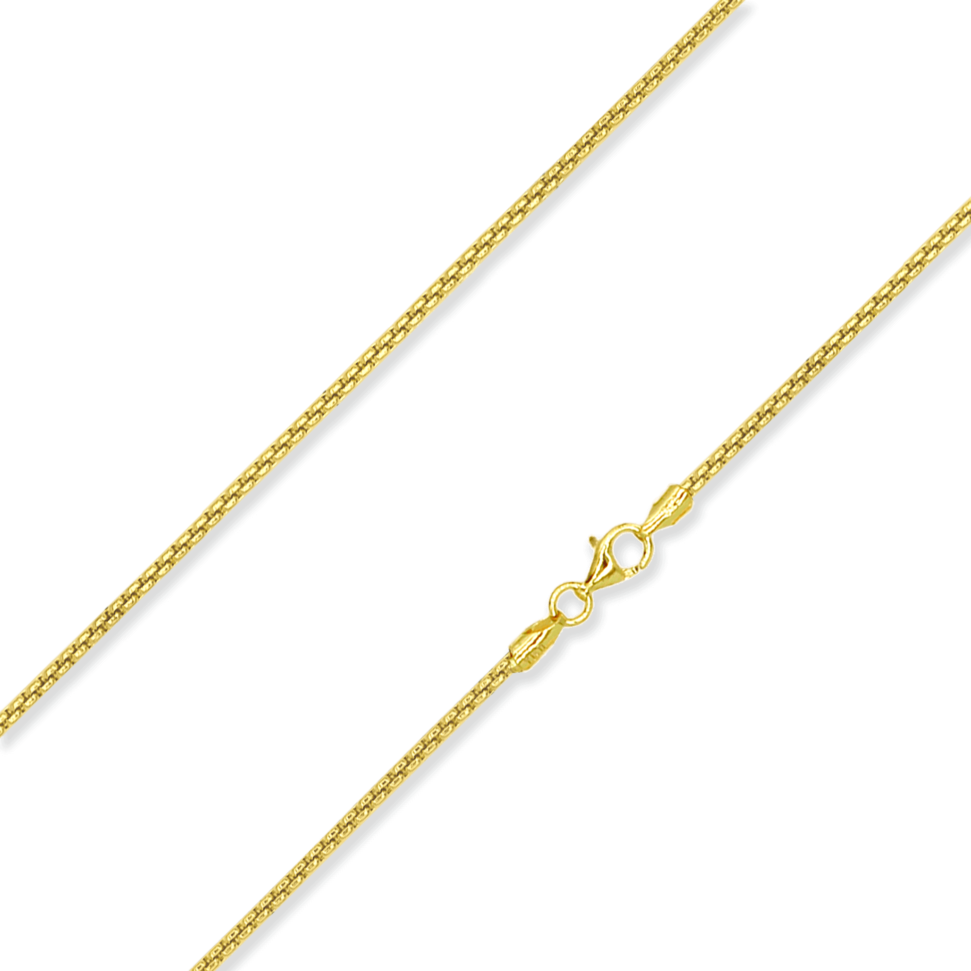 Italian Sterling Silver Yellow Gold 2mm Round Box Chain